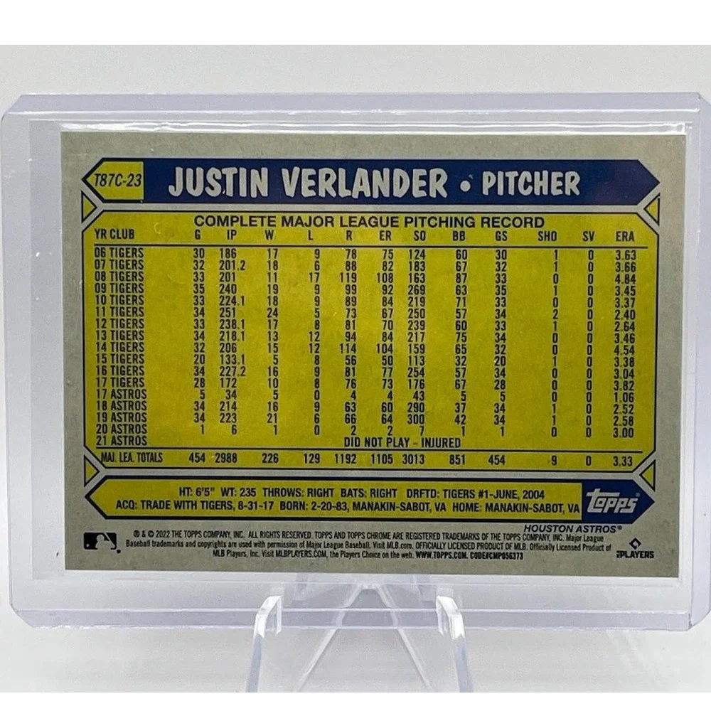 Justin Verlander Silver Pack Mojo Refractor 2022 Topps Chrome Houston Astros